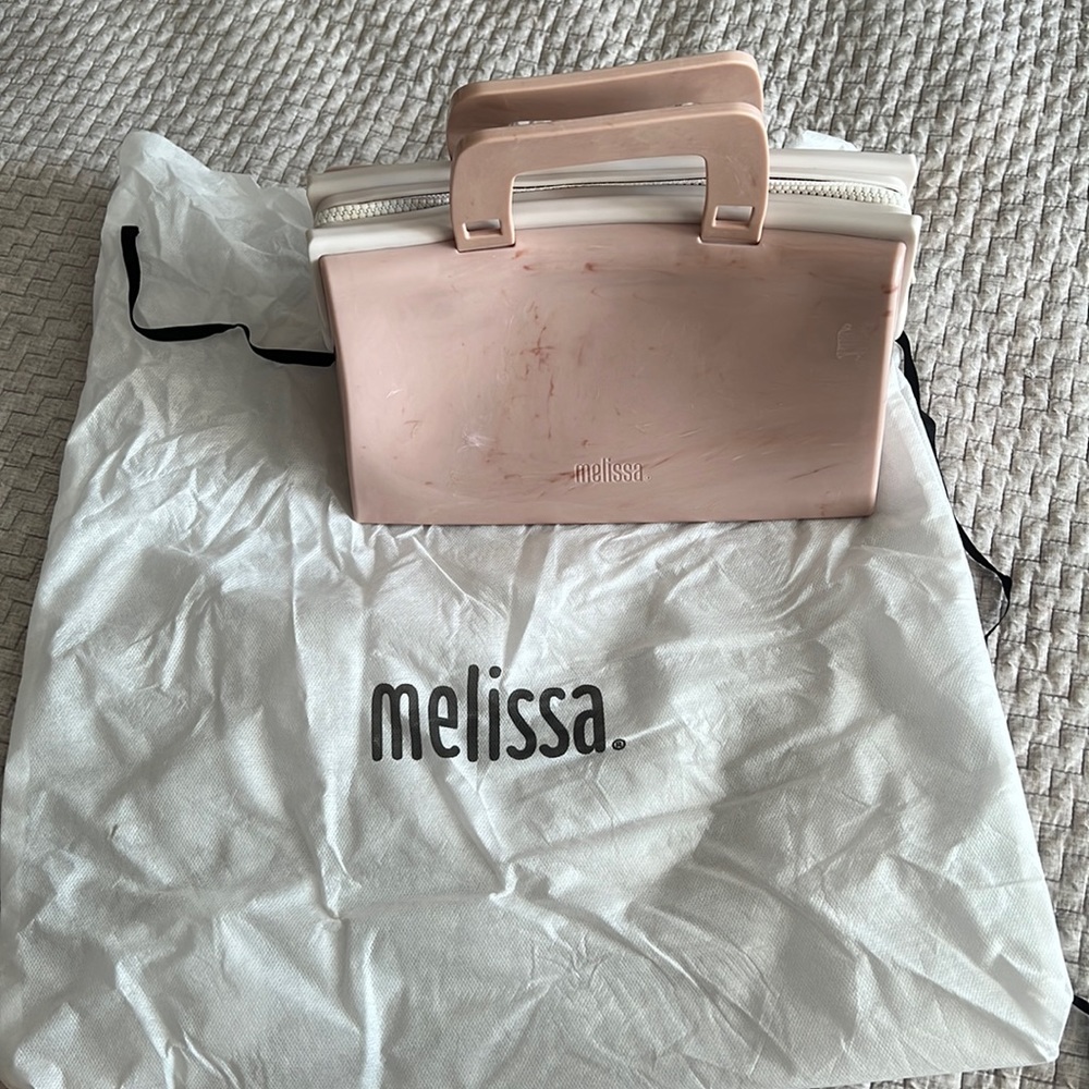Melissa brand magic bag. Pink beige marble